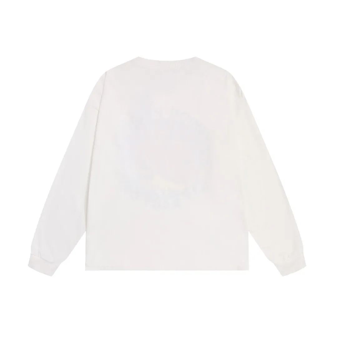 American trendy Saint Michael letters retro print distressed casual loose long-sleeved T-shirt Fabric: 260g Style number: SM655 Size: S-M-L-XL Color: White Price: P144